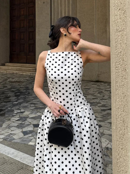 Luna Polka Dot Satin Mini Dress