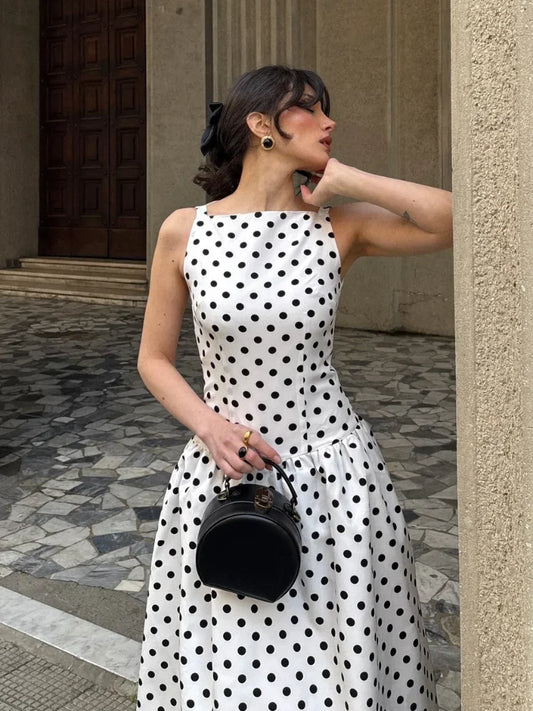 Luna Polka Dot Satin Mini Dress